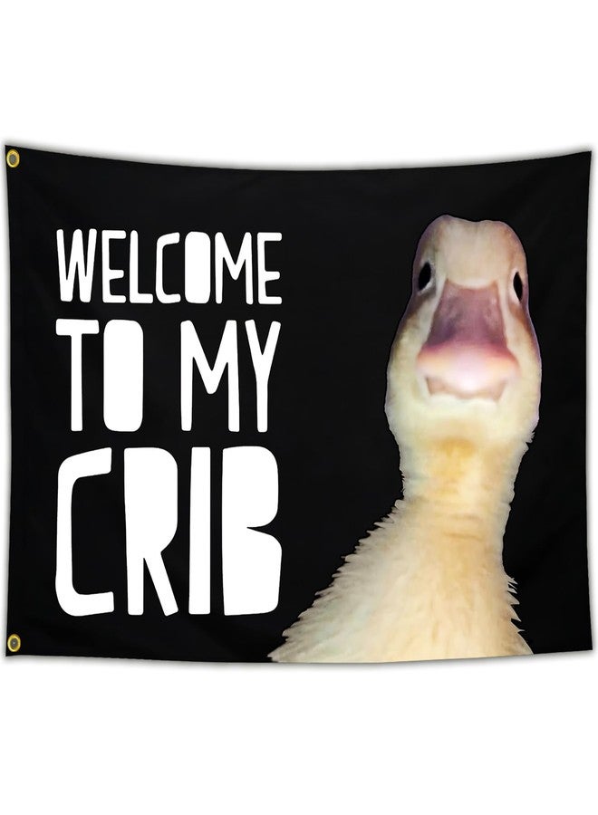 Cuiliqun Welcome to My Crib Duck Flag 3x5 Ft Funny Tapestry Flags for Bedroom Room Guys College Dorm Cool Meme Flags Posters Banners for Room Man Cave Wall Art Posters Decor - Image 1